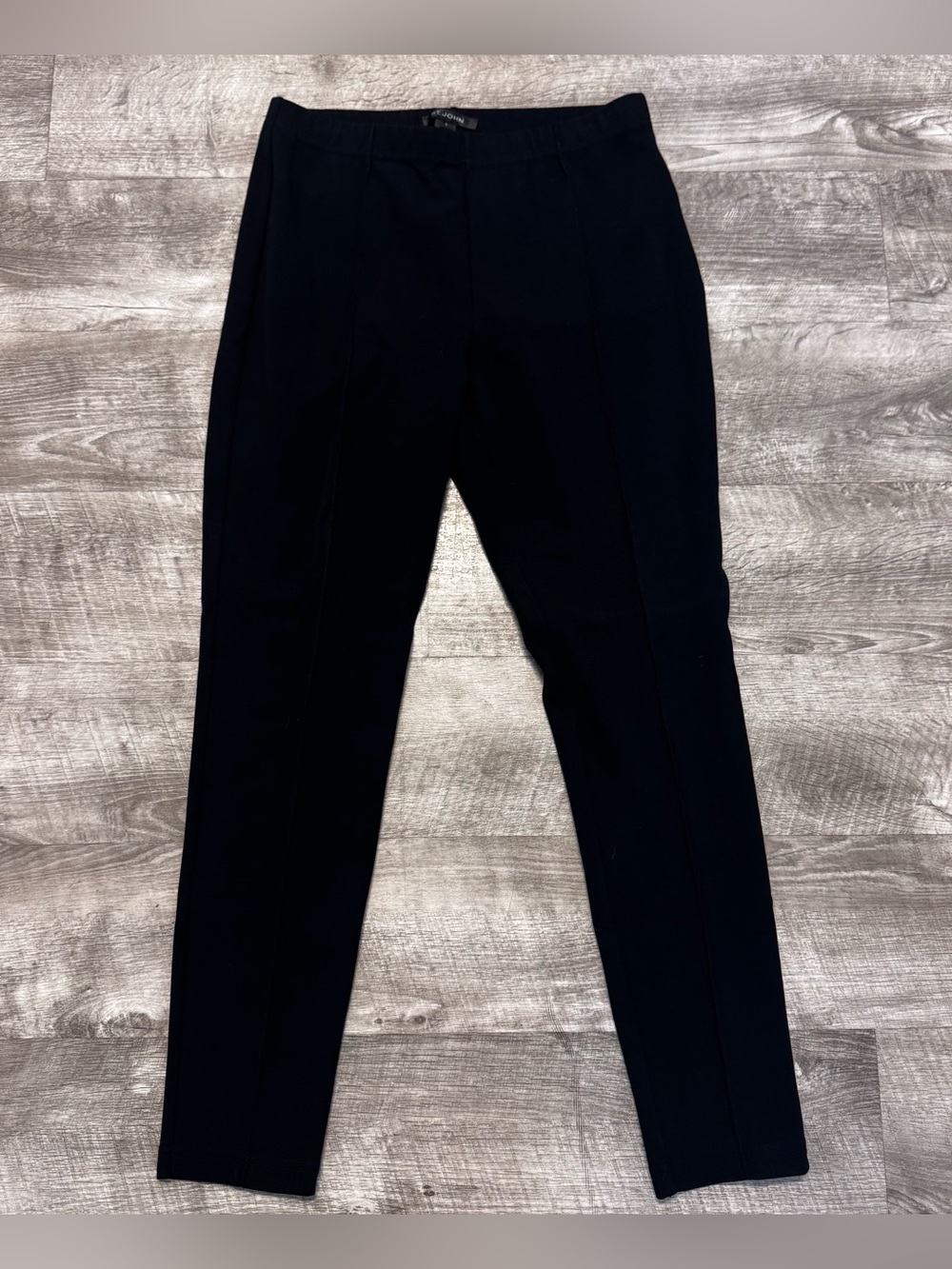 St. John Ponte Knit Seamed Pintuck Pull On Black Leggings Womens Sz. 6